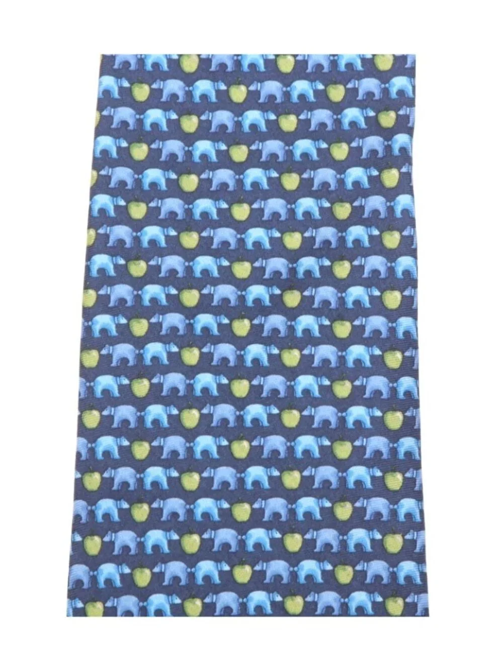 BROOKS BROTHERS Blue Dog Green Apple on Black Men's Silk Neck Tie